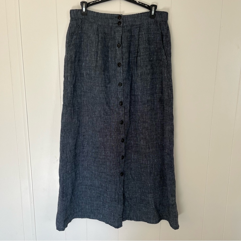 Flax Maxi A-line Linen Skirt for Work Size Small